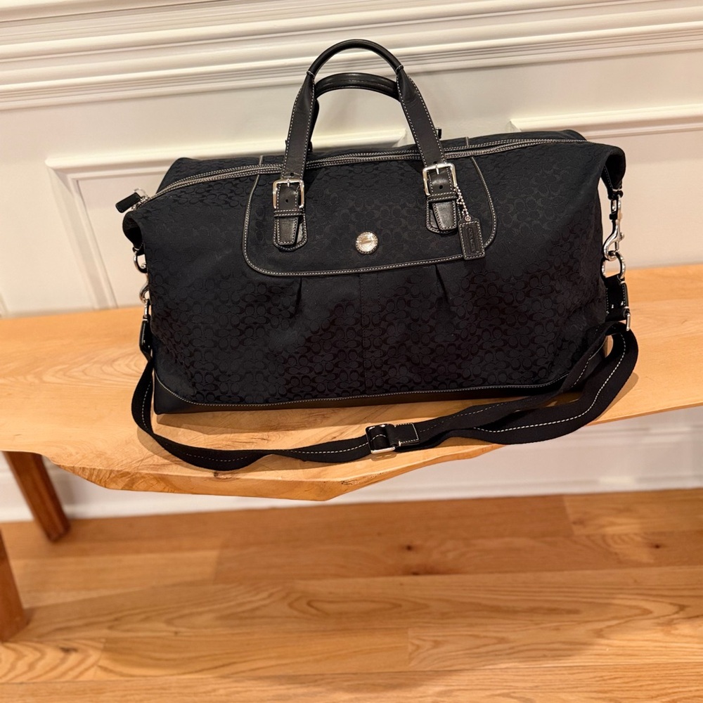 Coach Black Signature Canvas Travel Duffel Bag